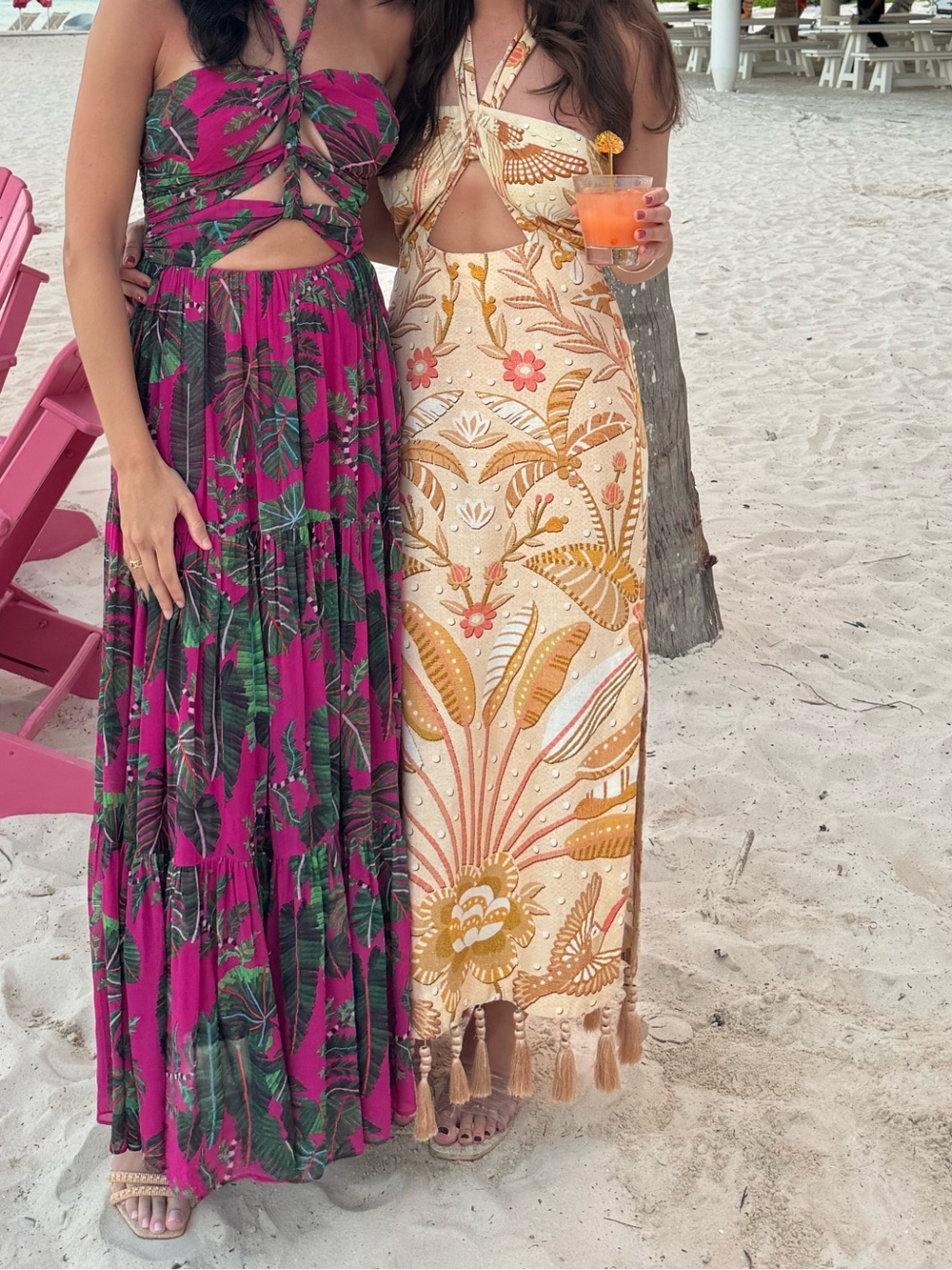FARM RIO tropical Chic cutout printed linen-blend halterneck midi dress- size S - Picture 2 of 3